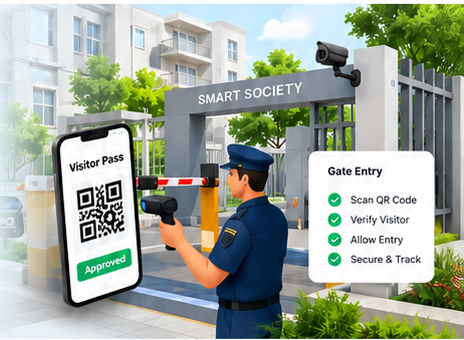 Smart society visitor gate illustration
